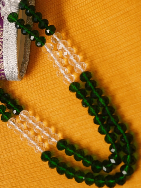 

Unnati Silks Green & White Artificial Beads Layered Necklace