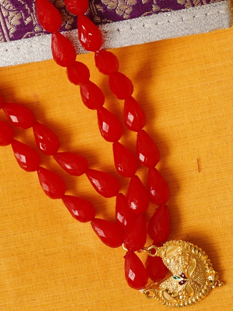 

Unnati Silks Red Gold-Plated Layered Necklace
