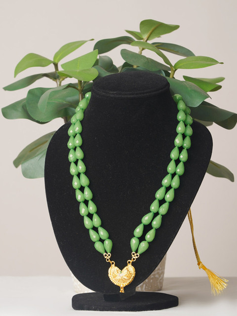 

Unnati Silks Beaded Layered Necklace With Pendant, Green