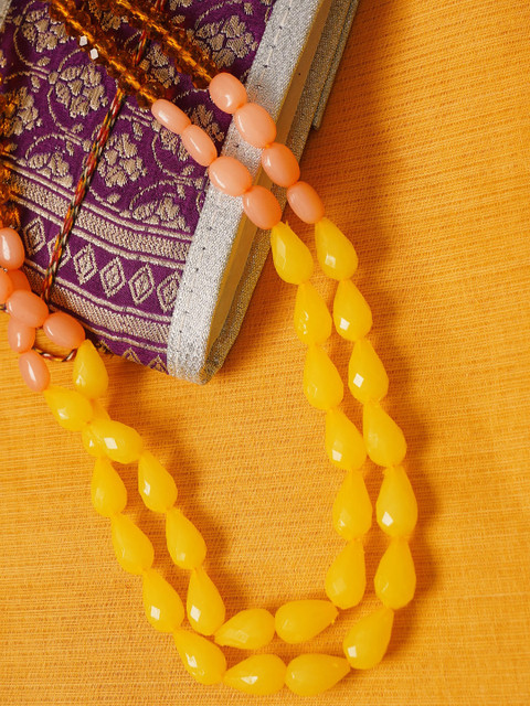 

Unnati Silks Yellow Amravati Beads Layered Necklace