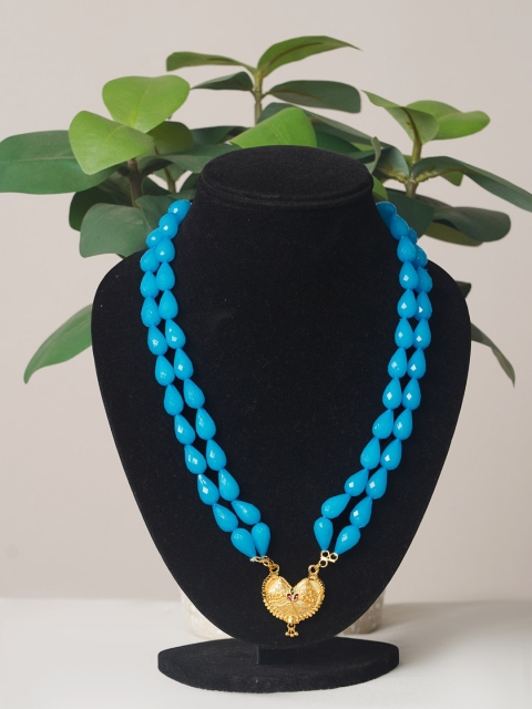 

Unnati Silks Blue & Gold-Toned Gold-Plated Layered Necklace