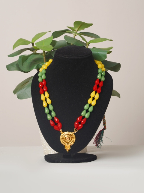 

Unnati Silks Yellow & Red Layered Necklace