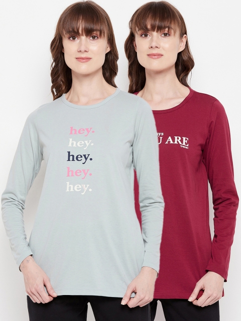 

MADAME M SECRET Women Pack of 2 Lounge Tshirts, Green