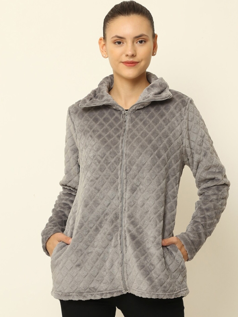 

NoBarr Women Grey Longline Quilted Jacket