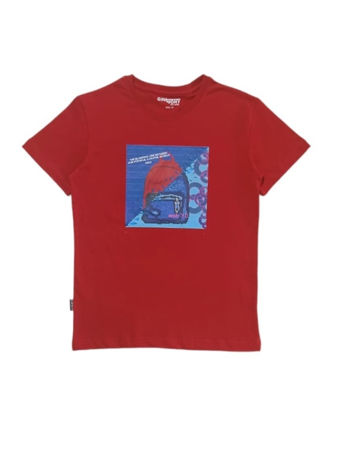 

Gini and Jony Boys Red Printed T-shirt