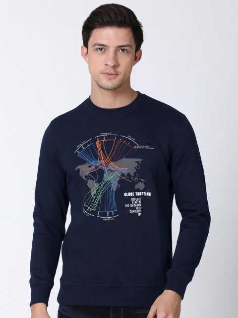 

t-base Men Navy Blue Printed Sweatshirt