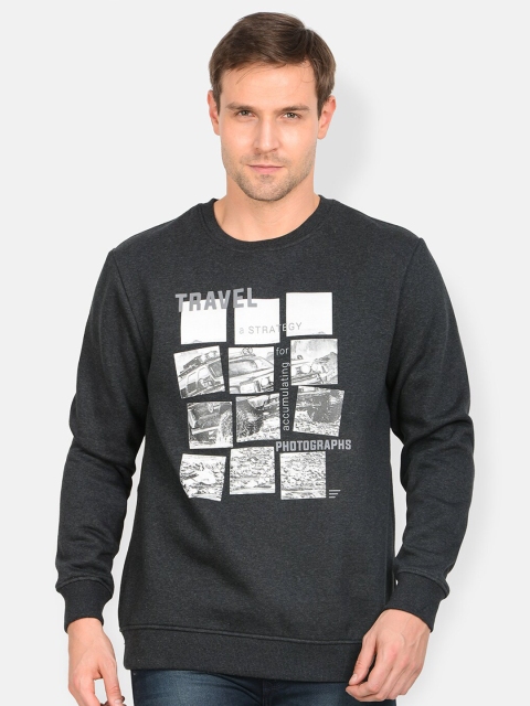 

t-base Men Charcoal Printed Cotton Pullover Sweatshirt