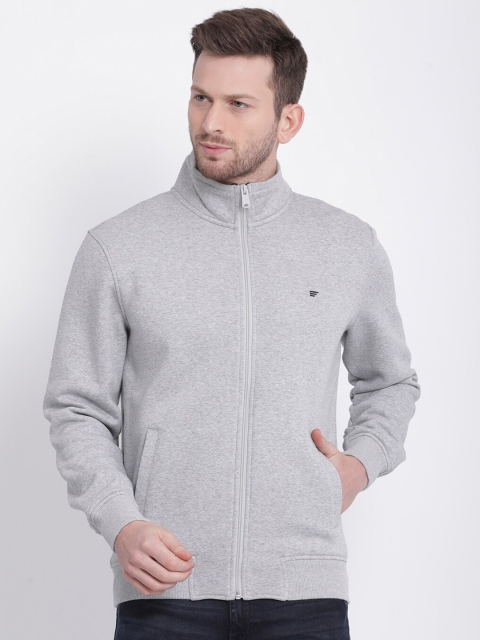 

t-base Men Grey Melange Solid Cotton Sweatshirt