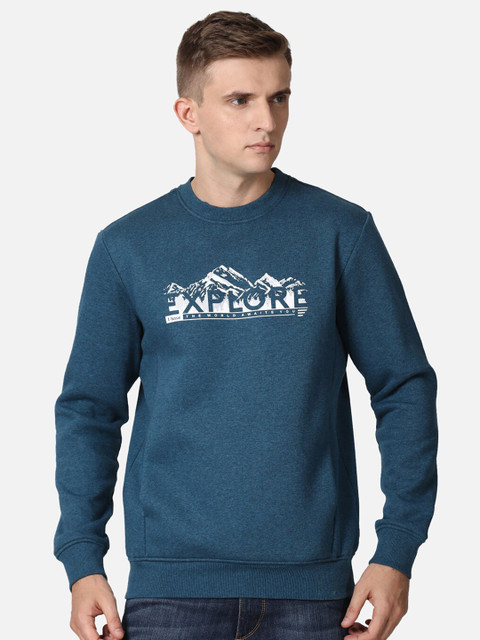 

t-base Men Blue Printed Sweatshirt