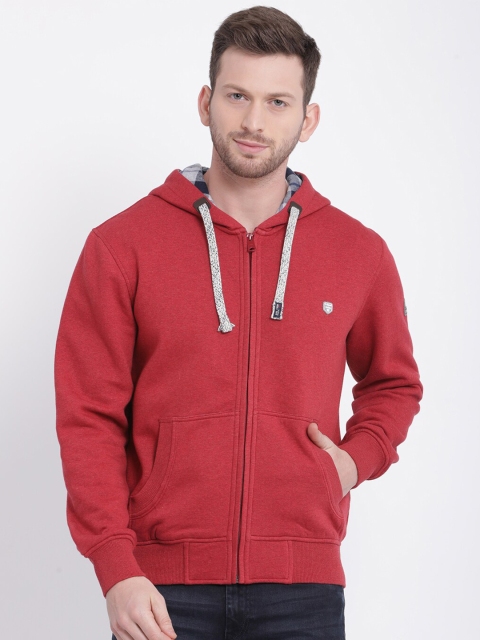 

t-base Men Red Solid Cotton Sweatshirt