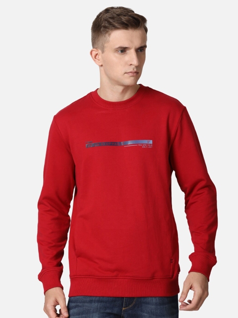 

t-base Men Red Solid Sweatshirt