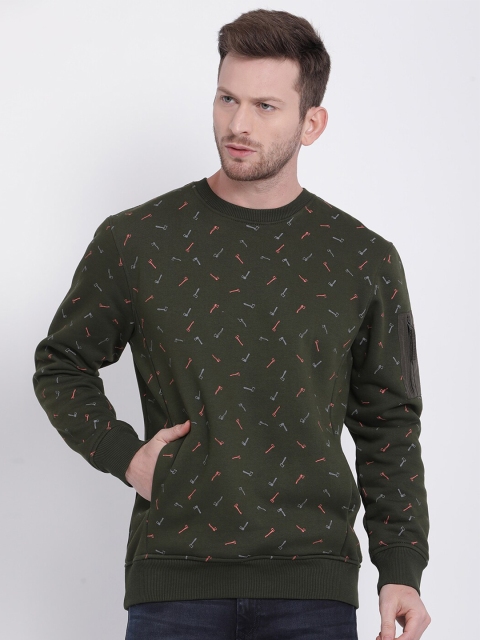 

t-base Men Green Printed Sweatshirt