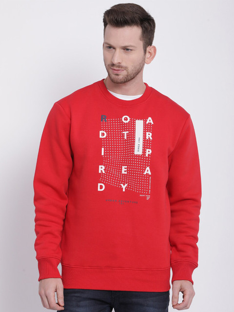 

t-base Men Red Printed Sweatshirt