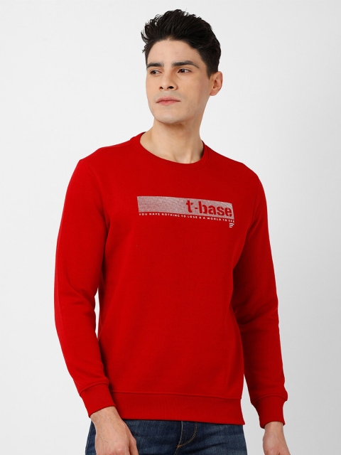 

t-base Men Red Printed Sweatshirt