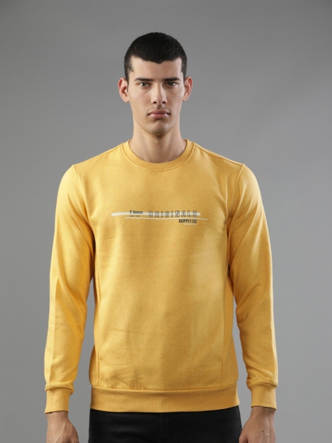 

t-base Men Yellow Solid Sweatshirt