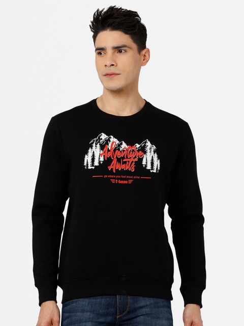 

t-base Men Black Printed Sweatshirt