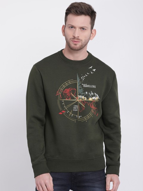 

t-base Men Green Printed Sweatshirt