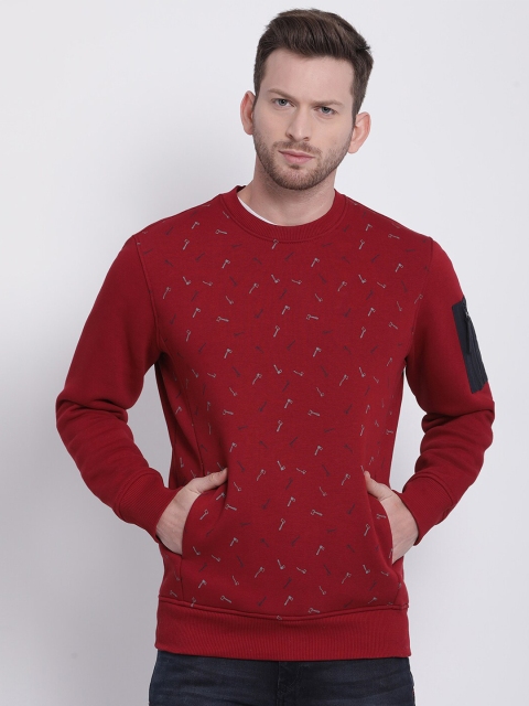 

t-base Men Red Printed Sweatshirt