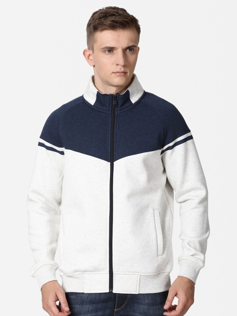 

t-base Men Blue & White Colourblocked Sweatshirt