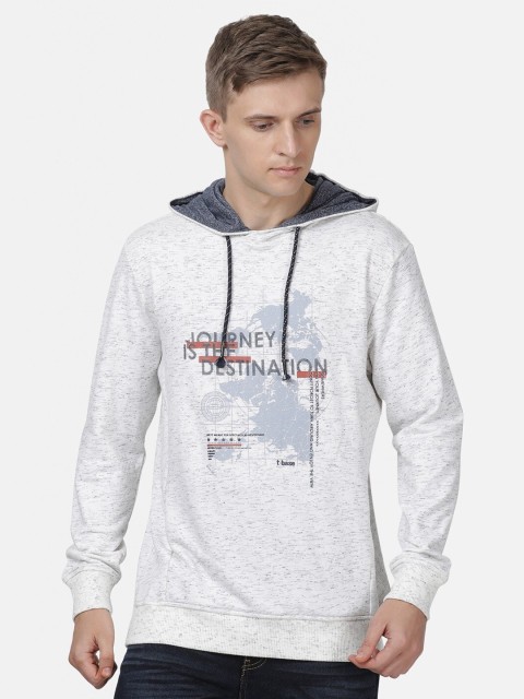 

t-base Men White Printed Sweatshirt