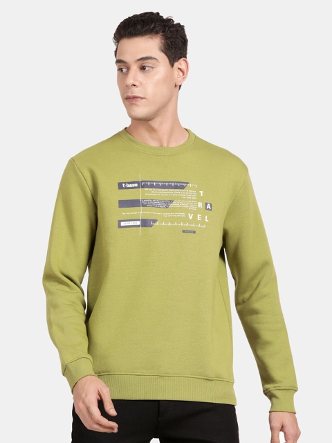 

t-base Men Green Printed Sweatshirt
