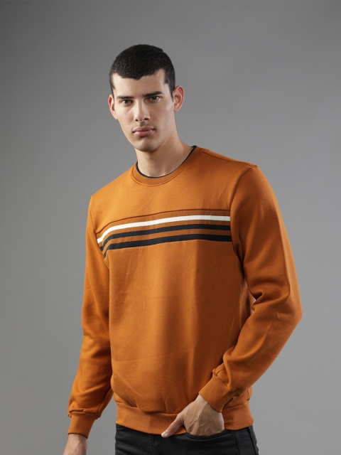 

t-base Men Plus Size Orange Striped Sweatshirt