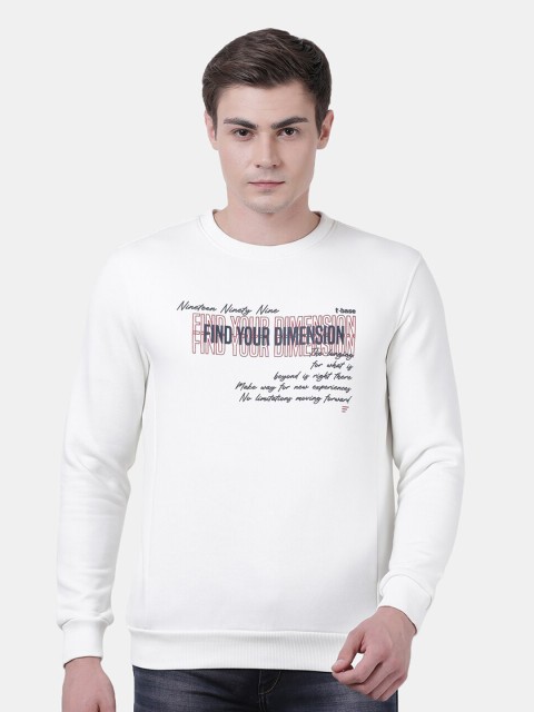 

t-base Men Plus Size Off White Printed Sweatshirt