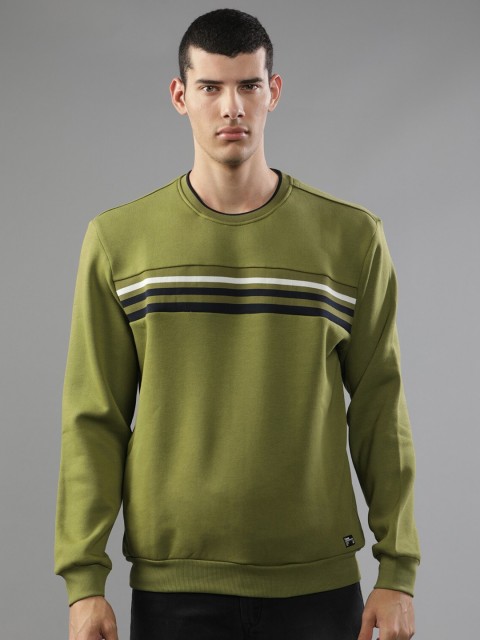 

t-base Men Green Striped Sweatshirt