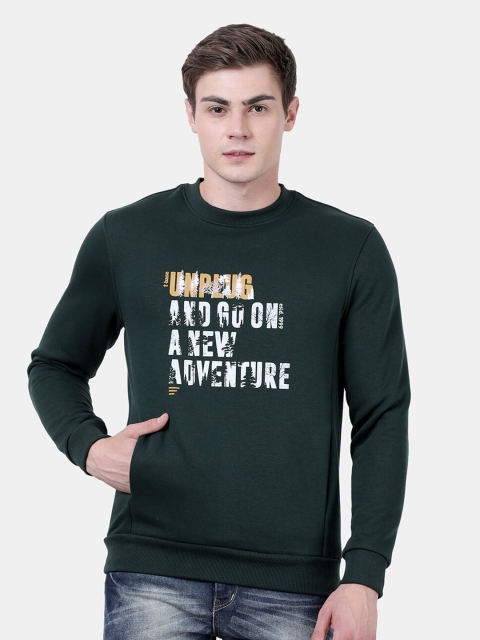 

t-base Men Green Printed Pullover Sweatshirt