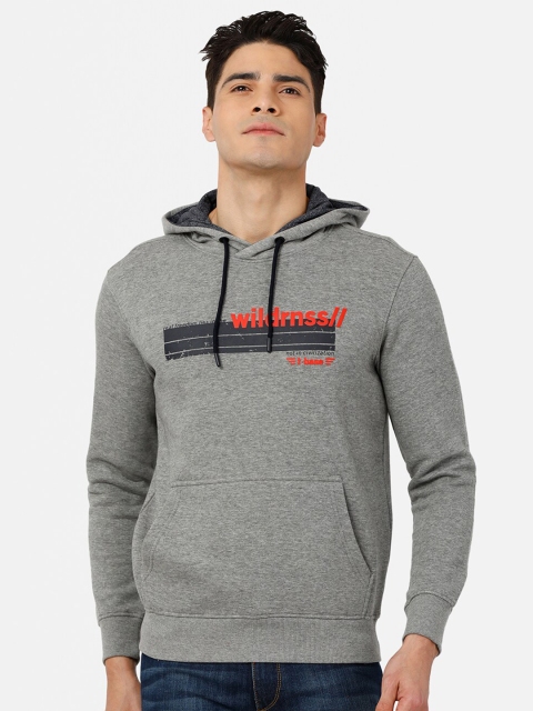 

t-base Men Grey Melange Printed Sweatshirt