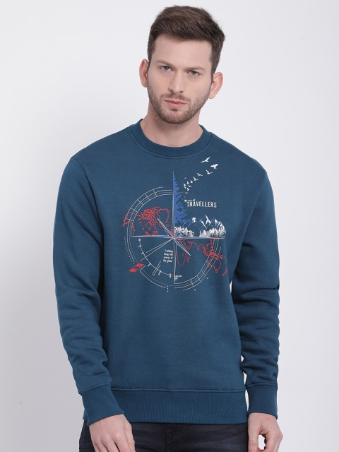 

t-base Men Blue Printed Sweatshirt