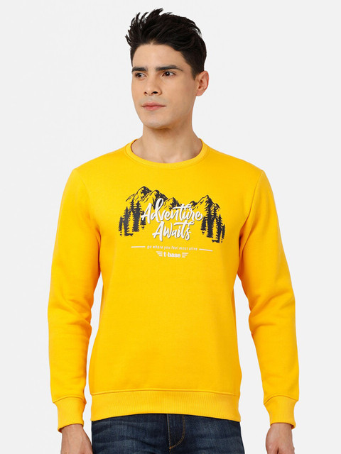 

t-base Men Yellow Printed Sweatshirt
