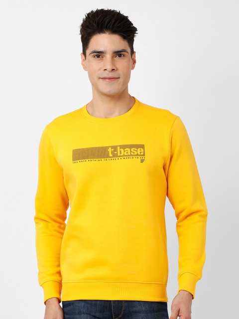 

t-base Men Yellow Printed Pullover Sweatshirt