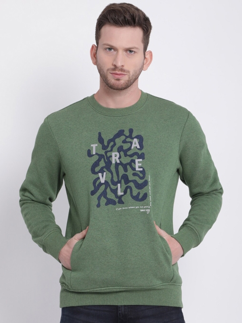 

t-base Men Green Printed Sweatshirt