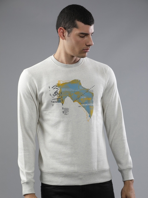 

t-base Men Off White Printed Sweatshirt