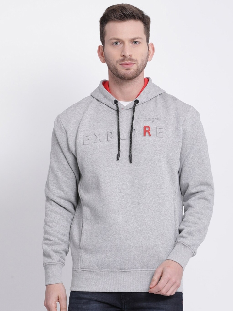 

t-base Men Grey Melange Printed Sweatshirt