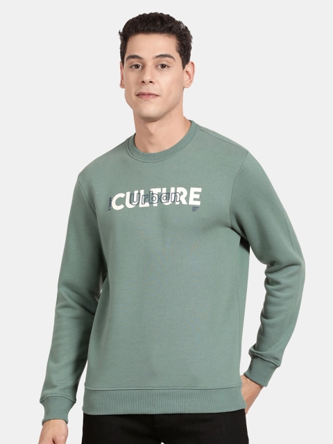 

t-base Men Plus Size Green Printed Sweatshirt