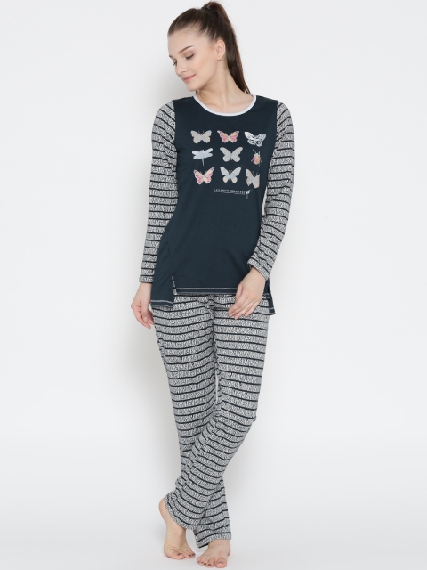 

Sweet Dreams Navy & White Printed Night Suit 2232G7, Navy blue