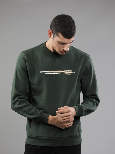 

t-base Men Plus Size Green Printed Sweatshirt