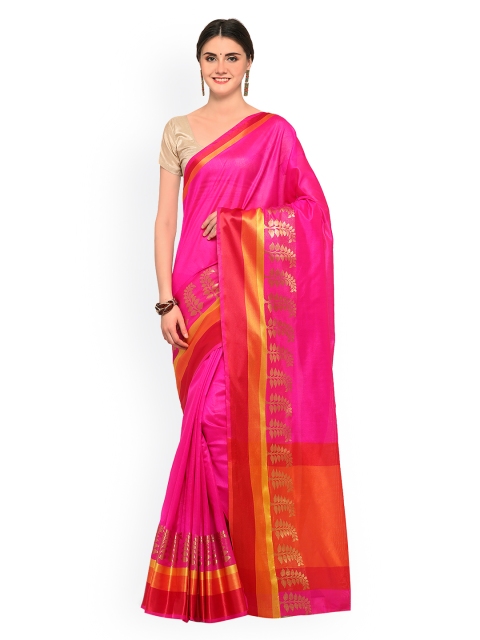 

Saree mall Pink Silk Cotton Solid Chanderi Saree
