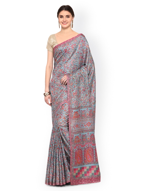 

Saree mall Grey Printed Pashmina Silk Blend Saree