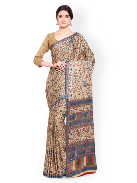 

Saree mall Beige Printed Pashmina Silk Blend Saree