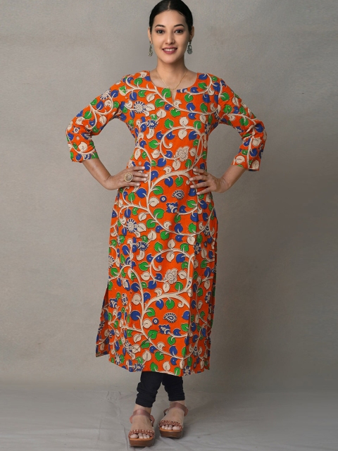 

Unnati Silks Women Orange Printed Floral Kurta