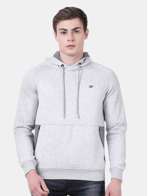 

t-base Men Grey Melange Hooded Sweatshirt