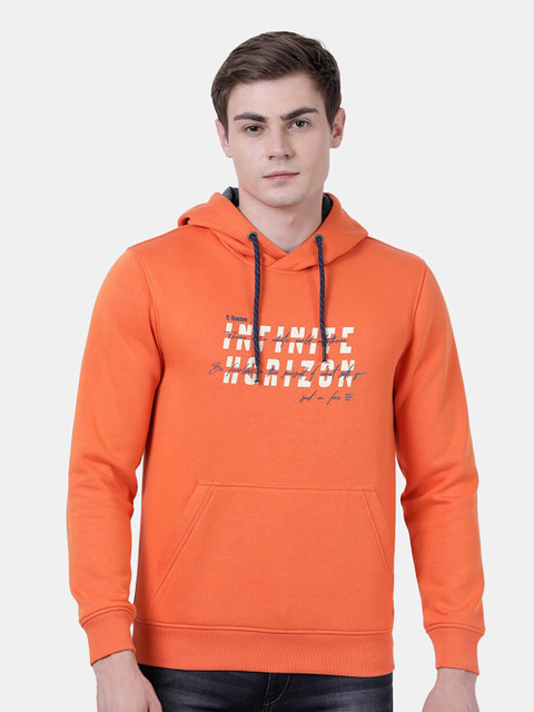 

t-base Men Orange Printed Sweatshirt