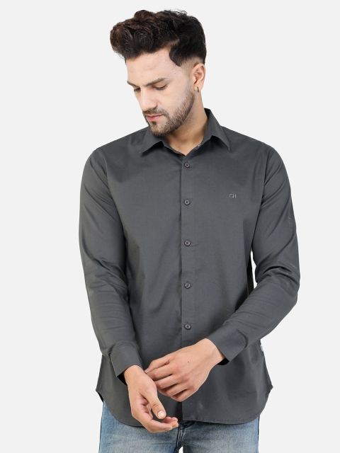 

COLVYNHARRIS JEANS Men Grey Pure Cotton Slim Fit Casual Shirt