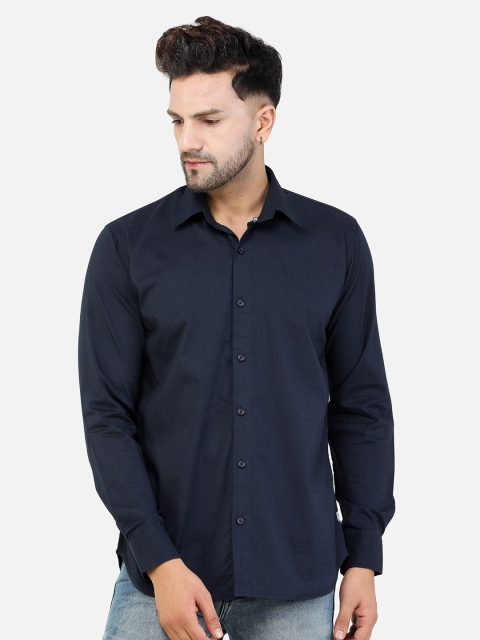 

COLVYNHARRIS JEANS Men Navy Blue Slim Fit Cotton Casual Shirt
