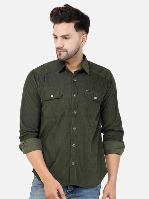 

COLVYNHARRIS JEANS Men Olive Green Slim Fit Casual Shirt