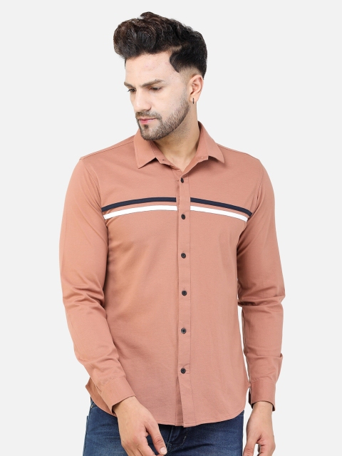 

COLVYNHARRIS JEANS Men Peach-Coloured Slim Fit Cotton Casual Shirt