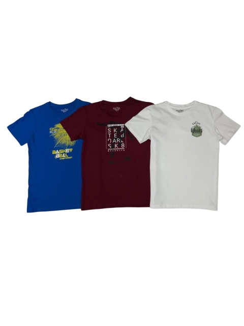 

Palm Tree Boys Pack of 3 Printed T-shirt, Burgundy